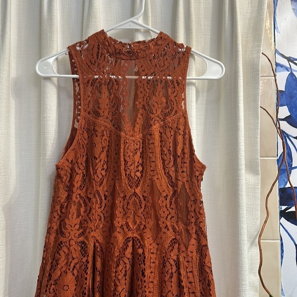 NWOT Women’s Free People Angel Rays Lace Midi Dress - Copper Size Small - Picture 4 of 12